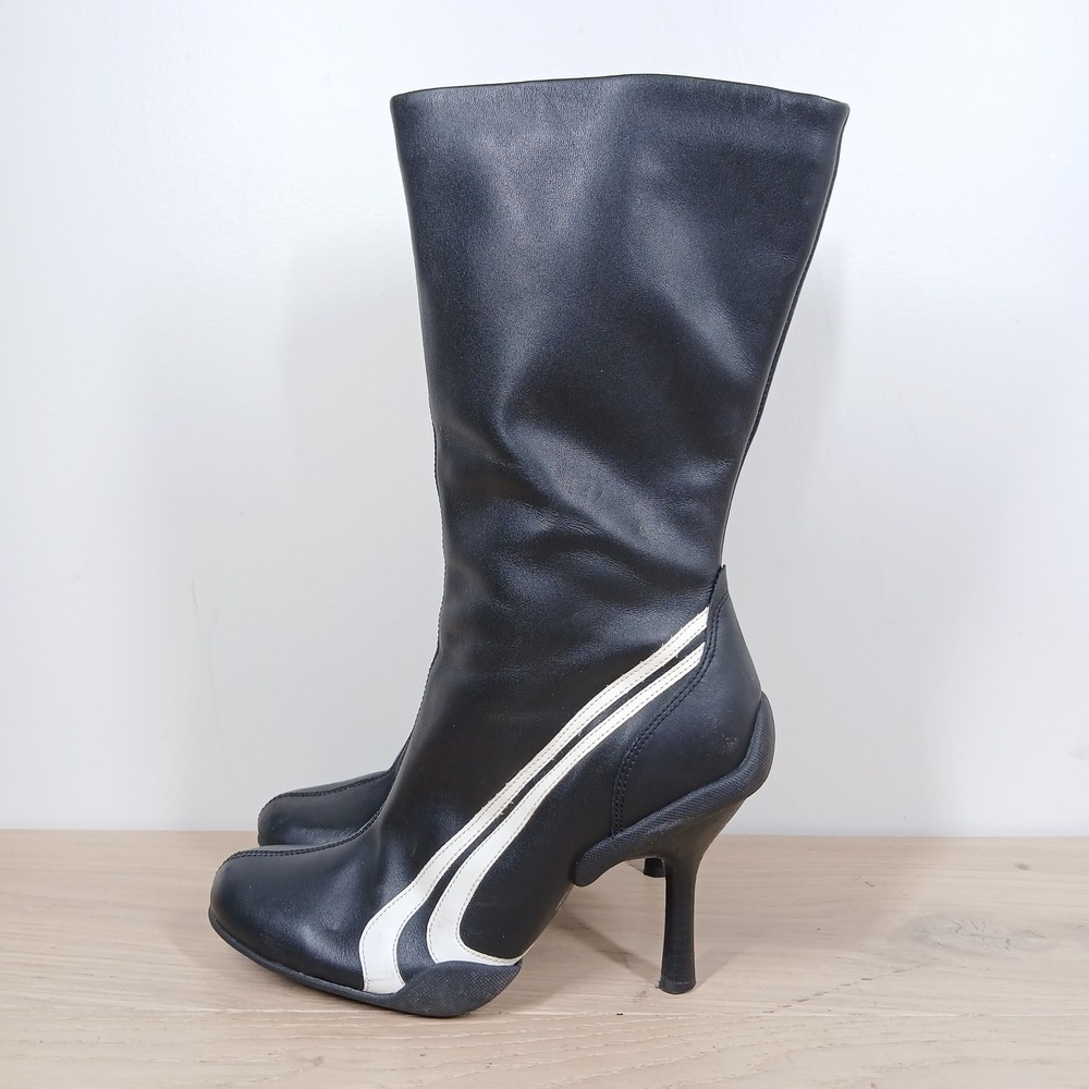 Bakers Zala Boots Women 7 Black Leather Knee High Stiletto Retro Y2K Statement